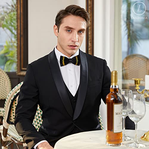 Image of Feather Bow Ties for Men Original Luxury Elegant Wedding Bow Tie Pre-Tied Handmade Mens Bowties for Tuxedo