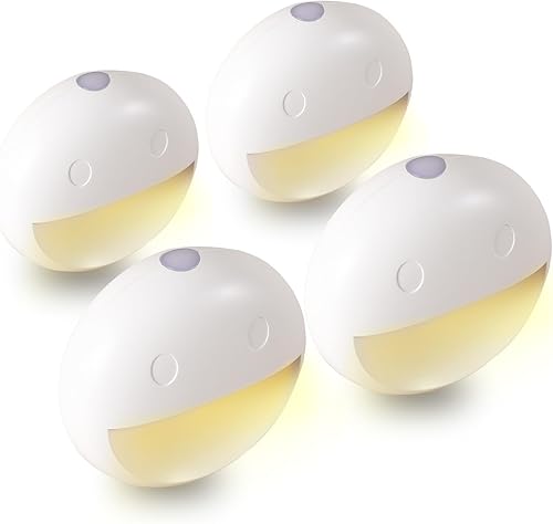 Miniatura 1 de VAVOFO Luz nocturna LED con sensor automático, paquete de 4, 2900-3200K blanco cálido, diseño de cara sonriente, lámpara de noche de pared