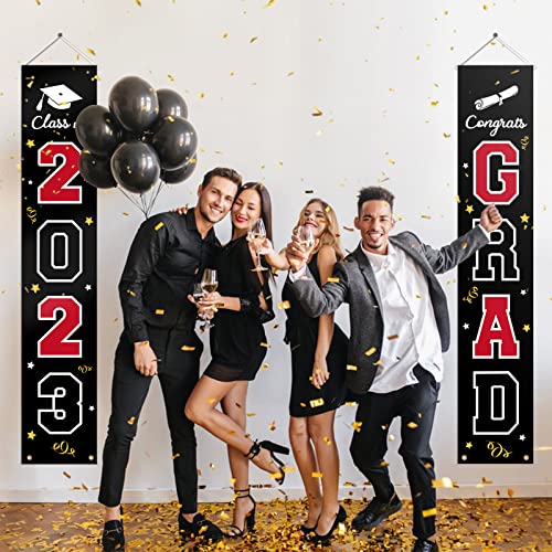 2023 Graduation Banner Decorations - Porch Sign Set Red White Black Welcome Door Décor Party Favors Supplies For Indoor Outdoor #TOP4