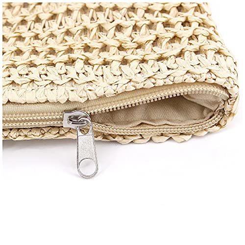 Image of Naimo Women Straw Beach Shoulder Bag Woven Tote Handbag Large Handmade Weaving Summer Casual Hobo Bag