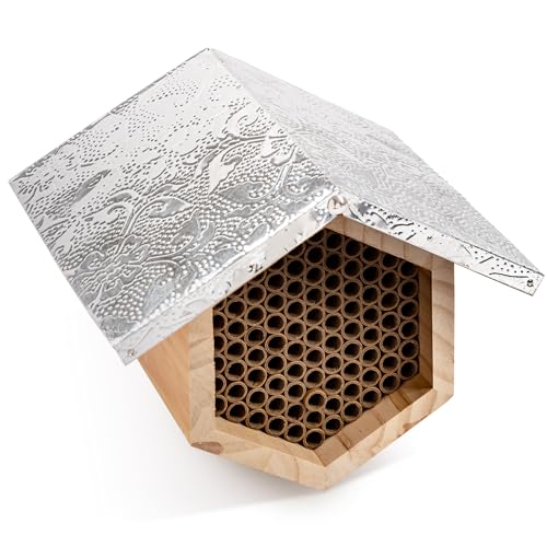 Rivajam Beekeeper Pro Mach II Mason Bee House - Strong + Waterproof Bee Hotel & Insect Habitat - Replaceable Mason Bee Tubes Filled Bee Houses for the Garden - Pollinator House Gardening Gifts
