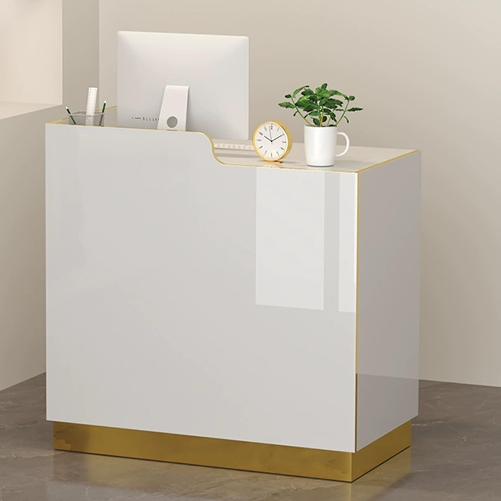 Genérico Mostrador de recepción Elegante con cajones con Cerradura, mostrador Frontal Compacto de 70 cm/27,5 Pulgadas para Tiendas de Ropa, Salones de Belleza, vestíbulo
