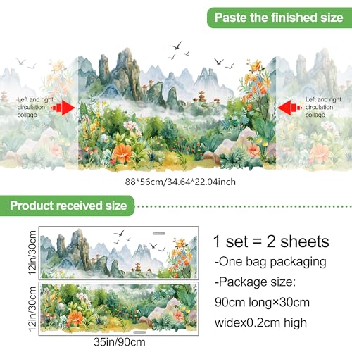 Vinilo decorativo de paisaje natural estilo chino 3D miniatura 2