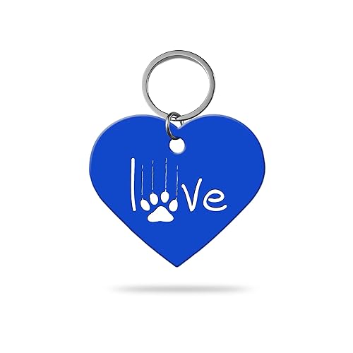 MACOS Engraved Personalised Heart Pet Tag for Dogs and Cats [Blue]