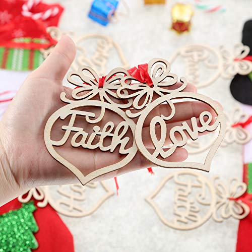 Bememo 30 Pieces Christmas Wooden Hollow Ornaments Xmas Tree Hanging Tags Crafts Pendant Decor Christmas Holiday Wedding Decorations #TOP2
