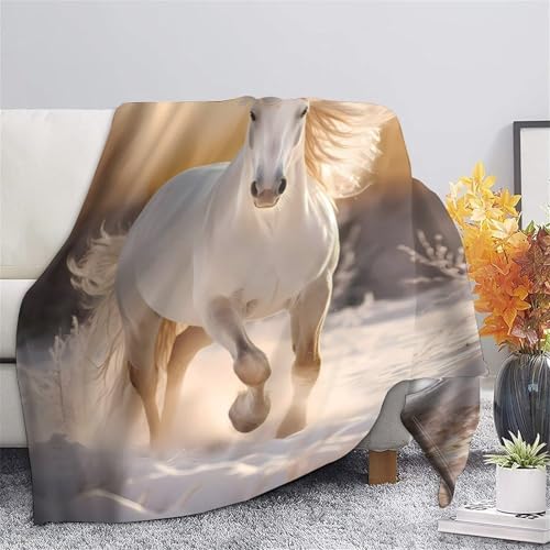 Plaid microfibre cheval au galop | Impression 3D haute définition 60x80 - 5