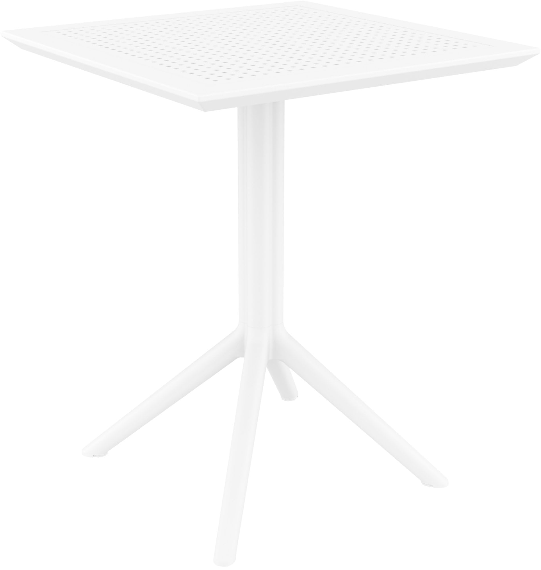 Table de jardin pliante carrée CLP Sky I blanche en plastique robuste pour intérieur et extérieur