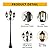 LUTEC LED Outdoor Post Light with Triple-Head, Hardwired Vintage Street Lights for Lawn Patio Yard Pathway Garden Black Light Pole with Clear Glass Panels - Black