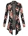 BILY Women's Open Front Drape Hem Light Weight Cardigan Floral Printed Black 1 XXX-Large