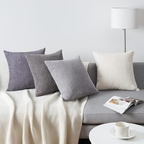 Image of Topfinel Decorative Throw Pillow Covers Cushion Cases, Set of 4 Soft Velvet Modern Double-Sided Designs, Mix and Match for Home Decor, Pillow Inserts Not Included (24x24 inch, Grey)