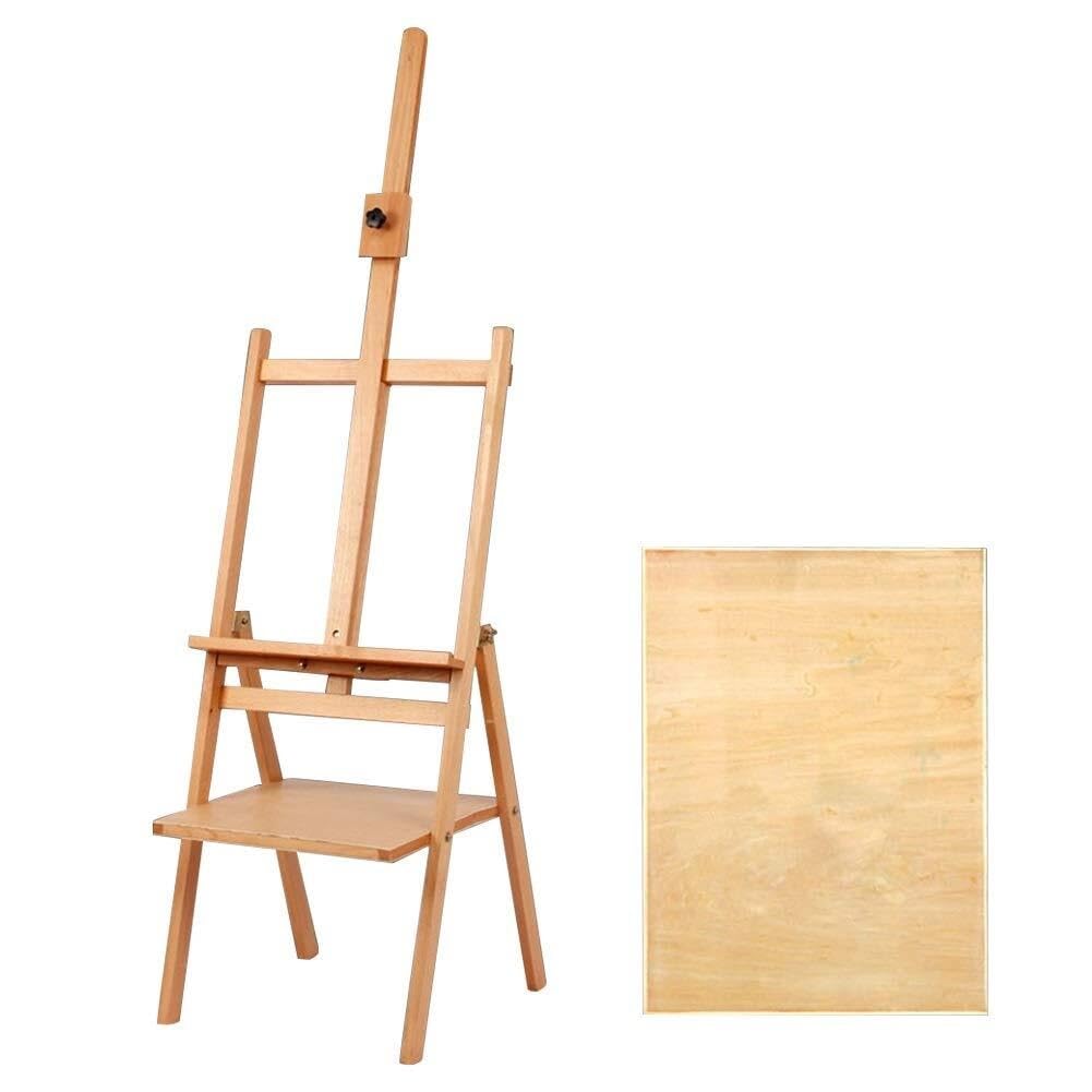ASerZenith Wooden Portable Drawing Board Easel With Folding Bracket And Drawer – Sketch & Oil Painting Set,Beech Color-Easel