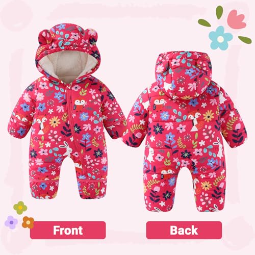 JiAmy Baby Snowsuit Baby Printed Winter Clothes With Flod-Over Girl Boy Hooded Outfits Jumpsuit Coat2