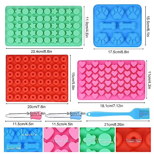 Silikonformen Backen 4 Stück Backmatte Hundekekse Bpa-frei Schokoladenform Silikon DIY Backen Set mit Tropfer und Bürste Hitzebeständig Antihaftend Silikonformen für DIY Schokolade, Süßigkeiten, Kekse