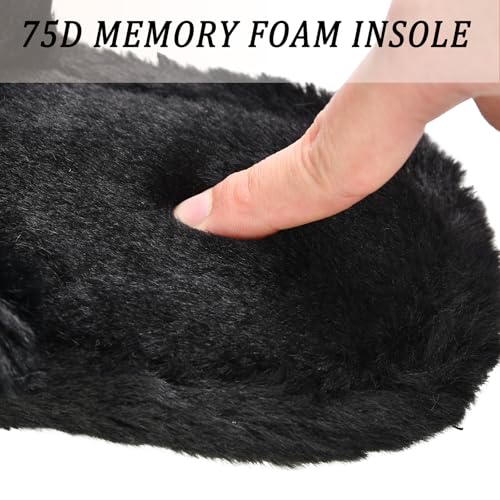 Rosoz Women's Soft Plush Fuzzy Slippers Memory Foam Anti-Skid Sole House Bedroom Shoes Indoor Outdoor Open Toe Sandals3