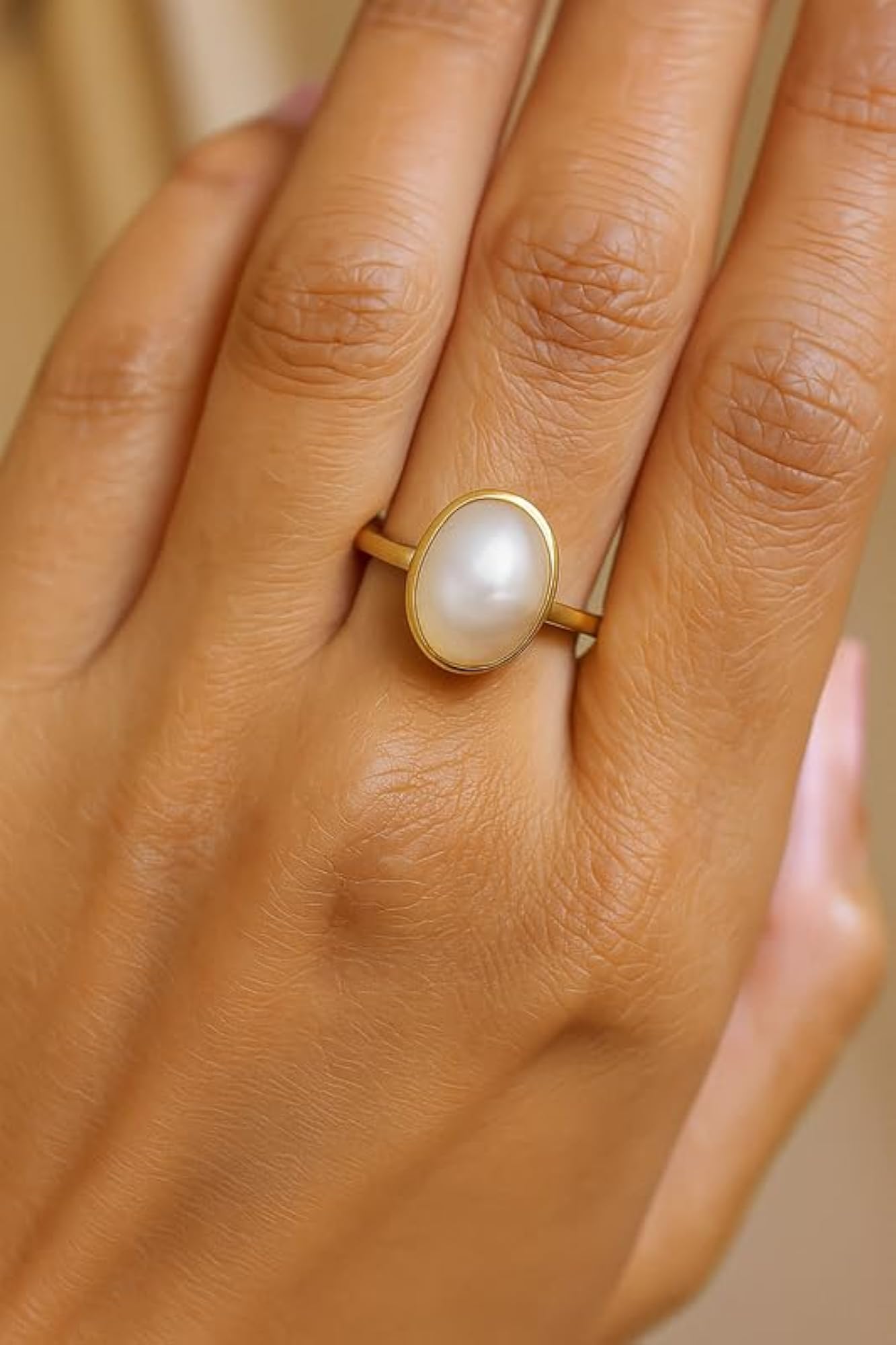 15.50 Ct Handcrafted Moti Pearl Adjustable Ring, Confidence