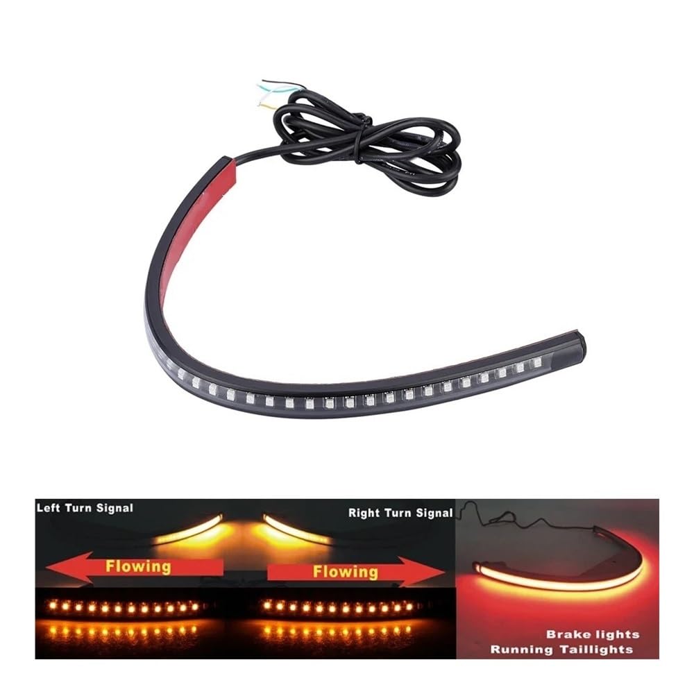 Traseras Freno Lámpara Luz De Freno Trasera Señal Giro Goma Suave Para Motocicleta SMD3528 12V Flexible Universal 36 LED Barra Tira Lámpara Que Fluye