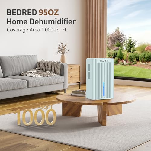 Image of Dehumidifier, 95OZ Dehumidifier for Home 1000 Sq.Ft - Quiet with Auto Shut Off & Relaxing 7 Color Ambient Light,Ideal for Livingroom, Bedroom, Basement(Pale Turquoise)