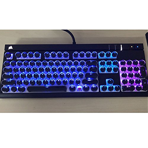 Creation Core Only Keycaps Retro Typewriter Style Abs Backlit Keycaps For Mechanical Keyboards For Gaming Keyboard(104-Key Crystal Black) #TOP2