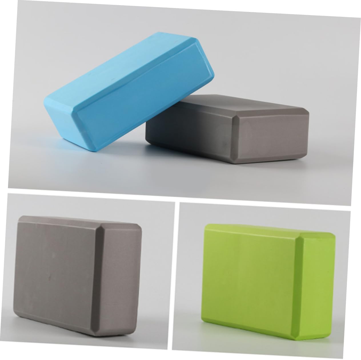 Generic 2pcs Skidproof Yoga Blocks High Density Eva Yoga Pillows for Meditation Exercise Rectangular Brick for Home Use Grey