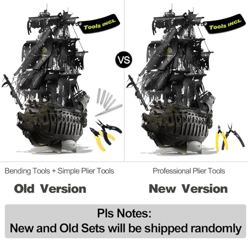 Image of Piececool 3D Puzzles with DIY Tool Sets, Flying Dutchman Pirate Ship Model Building Kits, Difficult 3D Metal Puzzles for Adults, Great Christmas Birthday Gifts