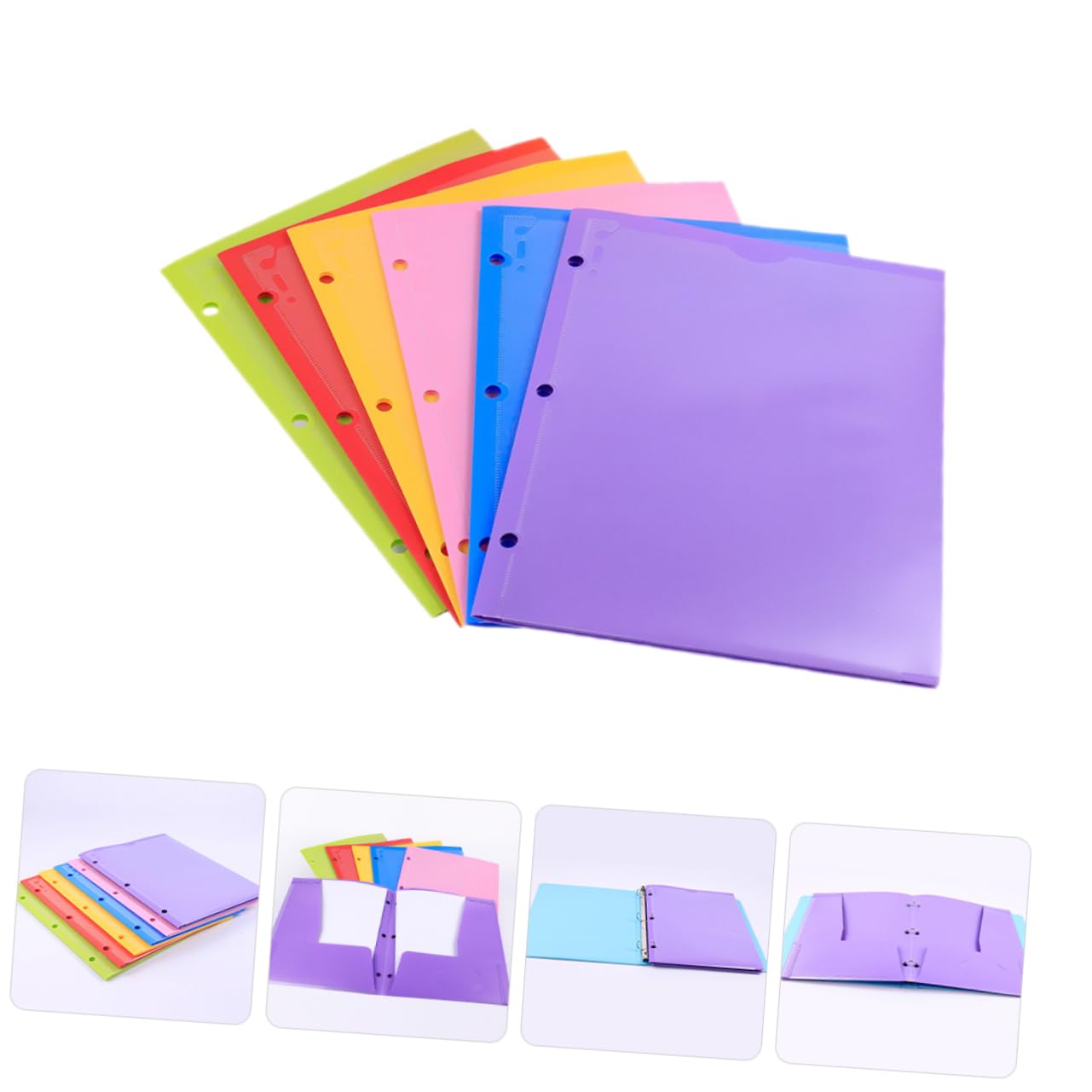 Carpeta de Plástico A4 Doble Bolsillo y 6 Piezas Pp | Diseño de Doble Ranura Fundas Transparentes, para Papeles de Oficina y Exámenes, Formato de Archivo Color Aleatorio