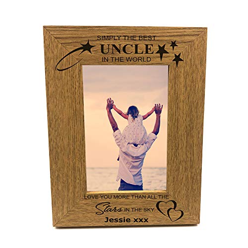 ukgiftstoreonline Personalised Simply The Best Uncle Portrait Wooden Photo Frame Gift (5 x 7)