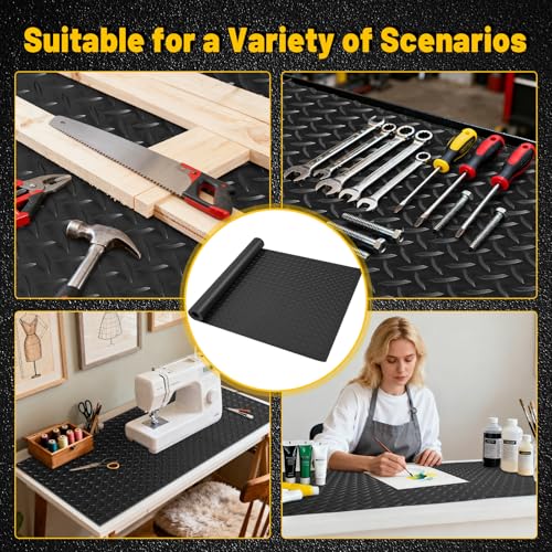 Image of Workbench Mat, Large Work Bench Mat with Non-Slip Texture, 2mm Thick Scratch & Stain Resistant Surface for Painting, Woodworking, Crafting, Building and Tool Protection (Black, 23.62 inch x 94.49 inch)