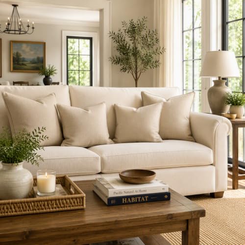 Best Decorative Cushion Covers: Cotton vs Velvet 2 Decorative Throw Pillow Covers Cotton Linen, Cream Beige,18x18