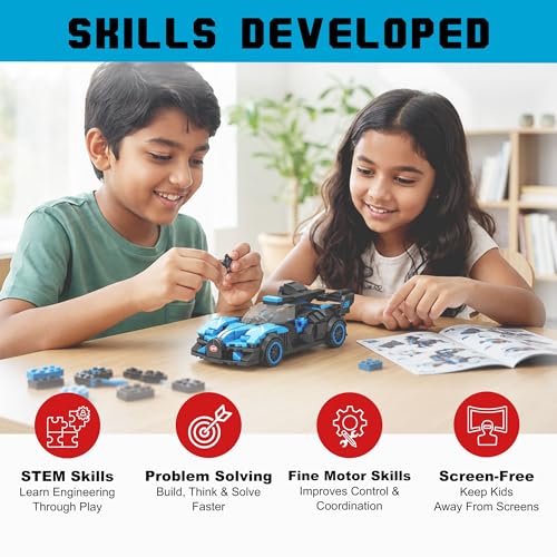 Image of Premium Building Blocks Set for Kids Age 6+ | 300+ Pieces DIY Construction Toy | STEM Educational Learning Toy | Develops Problem Solving & Fine Motor Skills | Screen (Phantom)