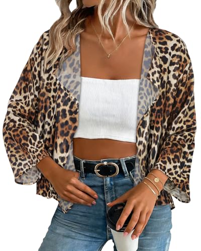 Image of Womens Summer Tops Short Shrugs Kimono Cardigans Casual Chiffon Bolero Jackets 2026
