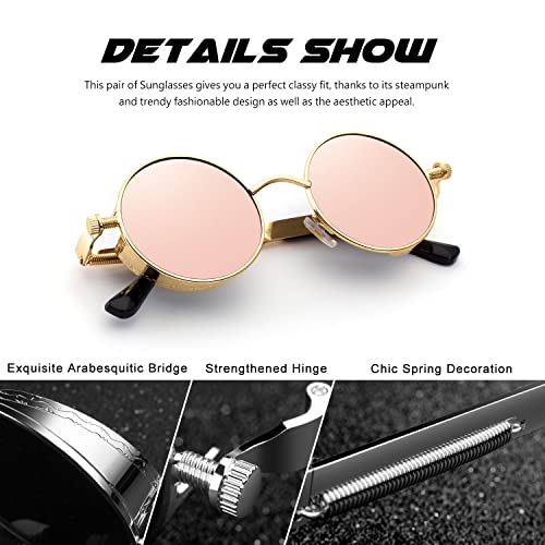 Image of CGID Retro Steampunk Round Polarized Sunglasses Men Womens Metal Circle Frame UV400 Protection E72