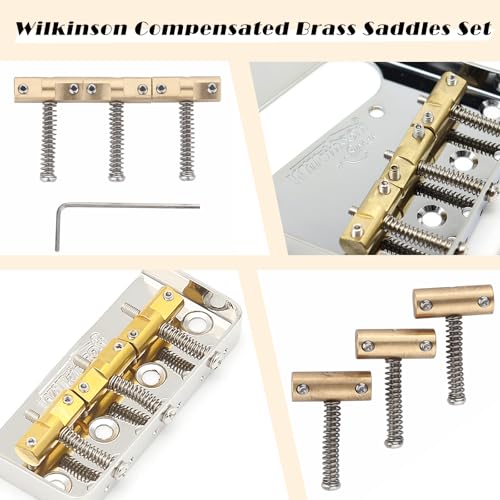 Image of Wilkinson Guitar Bridge 3pcs Brass Saddle Guitar Bridge Compensated Saddles For Vintage-style Tele Bridge Electric Guitar Replacement