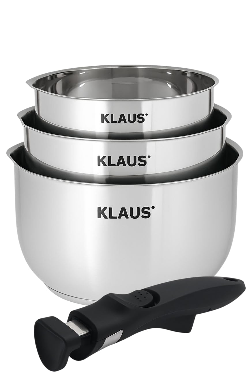 set de 3 casseroles en inox haute qualité- induction & four,poignee Amovible,Cuisson Saine - Diamètres et capacités : 16/18 /20 cm