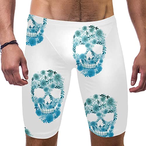 Maillot de bain long homme à motif tête de mort multicolore et bleu résistant taille M