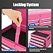 Goplus Pink Tool Chest, 5 Drawers Rolling Tool Cabinet w/Detachable Top Toolbox, Universal Lockable Wheels,Lock Bar,Protective Liner,Tool Rack, Metal Tool Storage Cart, Tool Box for Garage Workshop