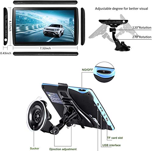 GPS Navigation System, 7 inch Bluetooth 8GB 256MB Car Truck Lorry Satellite Navigator Device with Post Code POI Search Speed Camera Alerts, with UK&EU 2019 Maps Lifetime Free Update (5inch)