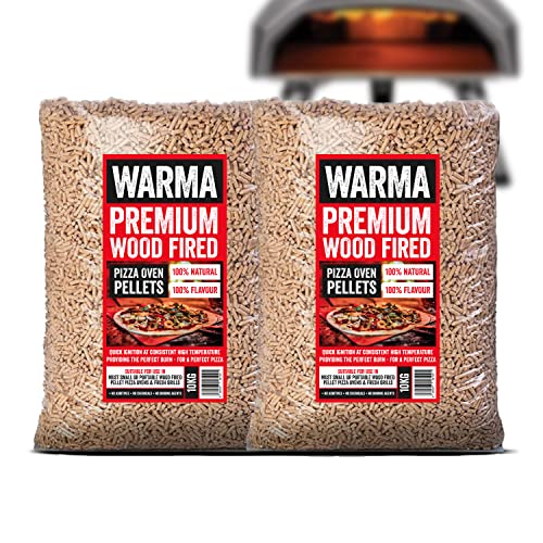 2 x 10kg Bags Eco Premium Pizza Oven Wood Pellets 100% Natural - Easy to Light - Suitable for Ooni Uuni Ninja Nero Dellonda Outdoor Garden Cooking Pellet Operated Stoves Wood Fired Grill Pizza Ovens