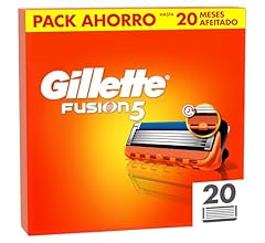 Gillette Fusion5 Pack de 20 Recambios Para Maquinillas De Afeitar, Cuchillas De Afeitar Con 5 Hojas, Banda De Gel Lubricant…