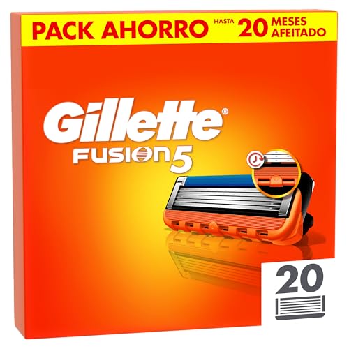 Gillette Fusion5 Pack de 20 Recambios Para Maquinillas De Afeitar, Cuchillas De...