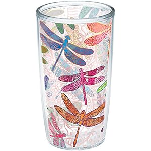 Tervis Made in USA Double Walled Dragonfly Mandala Insulated Tumbler Cup Keeps Drinks Cold & Hot, 16oz Unlidded, Classic
