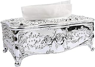 Tissue Holder Rectangular Tissue Box Creative Exquisite Design Acrylic Plating for Home Office Car (Sliver)