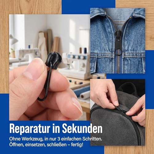 Lot de 12 fermetures éclair de rechange universelles pour vestes, sacs et tentes, pièces de rechange et pendentifs robustes pour réparer les vêtements sans couture – vue 2