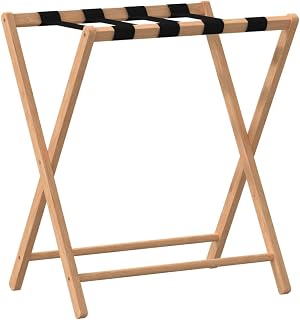 Bamboo Luggage Rack 27 x 15 x 22.8 Inches | Foldable Design, 4 Sturdy Straps, Easy to Clean, Space Saving for Suitcase