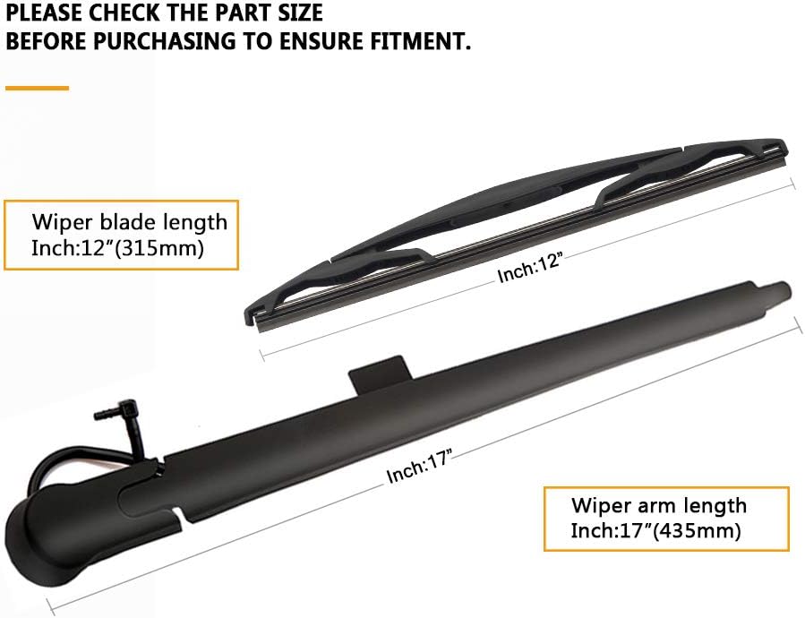 15277756 Rear Window Wiper Blade Arm Replacement for Chvey Tahoe Suburban Cadillac Escalade GMC Yukon,2007-2014 Back Windshield Wiper Accessories OEM 15277756 Blade:12"