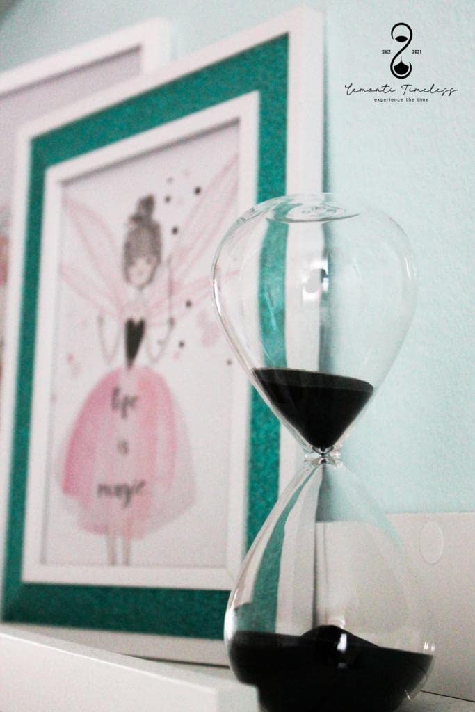 Reloj de arena de cristal | 45 minutos en negro | también en 10/15/30/45/60 min | como decoración para la oficina, la cocina y la hora para los niños…