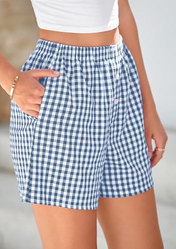 Image of PRETTYGARDEN Womens Summer Gingham Boxer Shorts