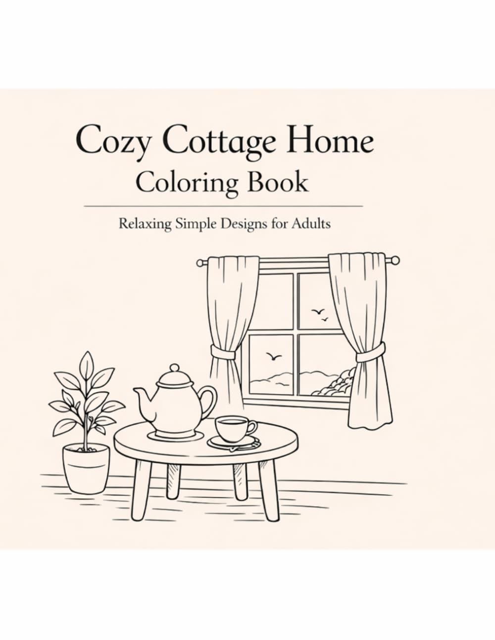 Cozy Cottage Home Coloring Book: Relaxing Simple Designs for Adults