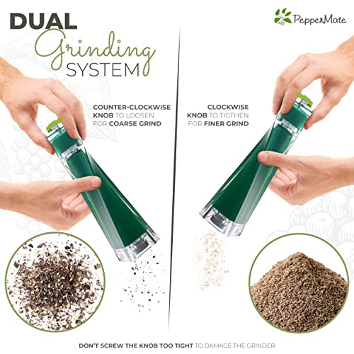 Peppermate Pepper Grinder Mill - Easy To Refill Modern Twist Pepper Mill Grinder, Corrosion-Resistant Ceramic Blades, And Adjustable Coarsness For Salt And Peppercorns #TOP1