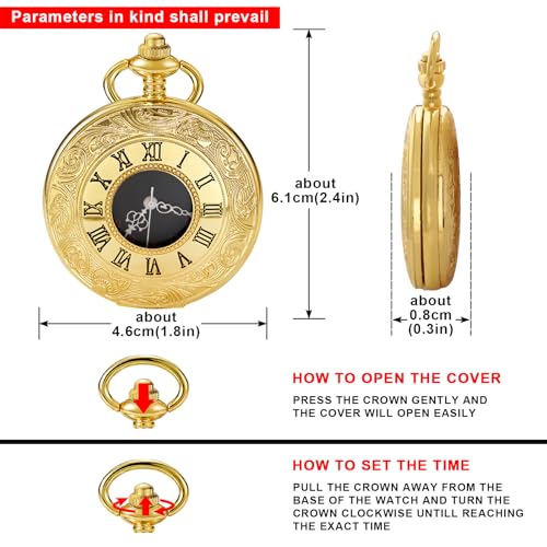 Image of Tiong Roman Numerals Scale Quartz Pocket Watches with Chain Christmas Graduation Birthday Gifts Fathers Day