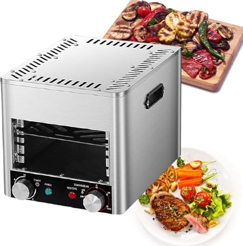 Electric Broiler, Electric Steak Broiler Indoor Commercial Steak Grill Automatic Steak Broiler, Time Temperature Adjustable, for Beef Chicken Vegetables,A (A)